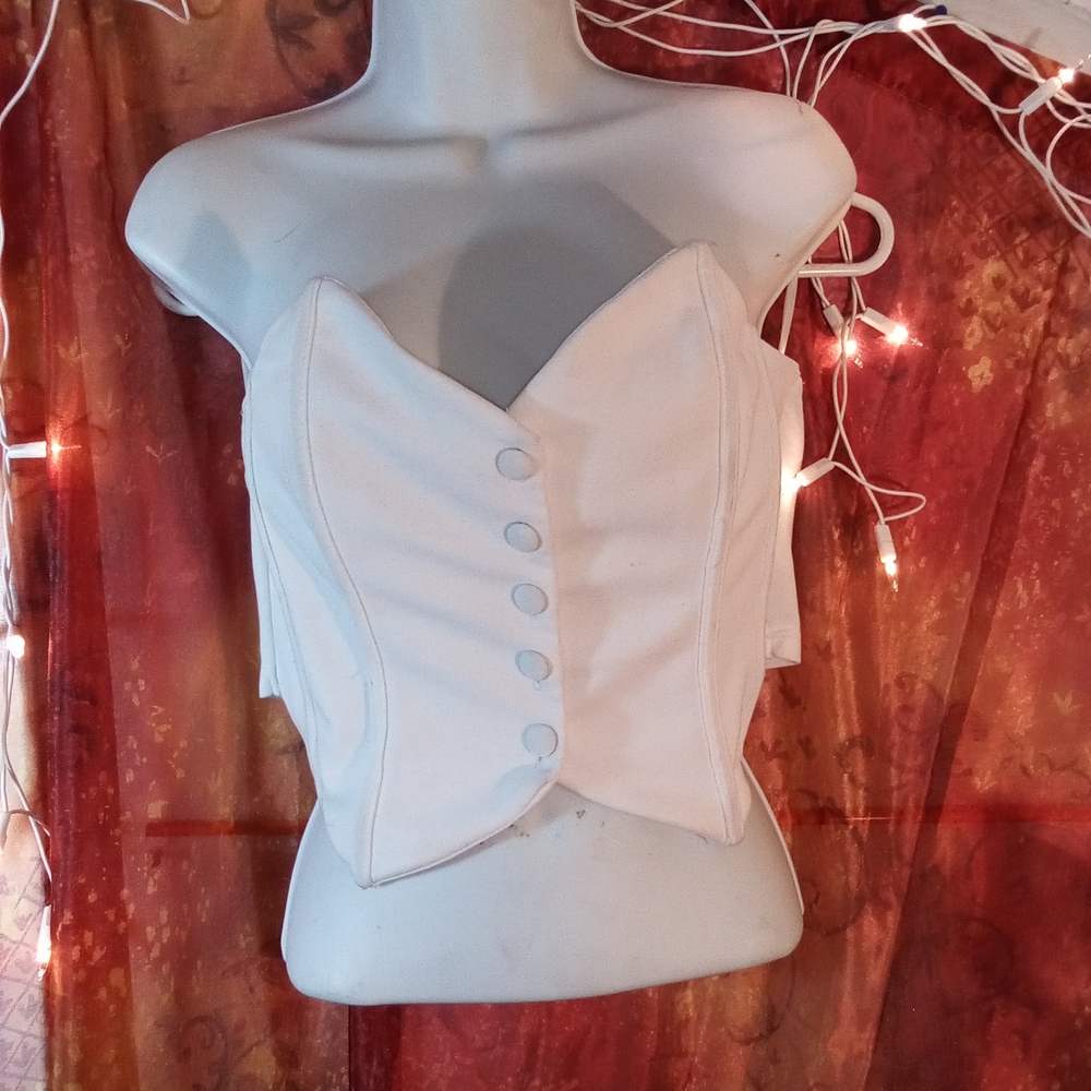 White Buttoned Women's Bustier Corset Vest
